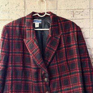 ✨ Pendleton Classic Wool Blazer – Size 16 – Red & Green Tartan Plaid ✨
